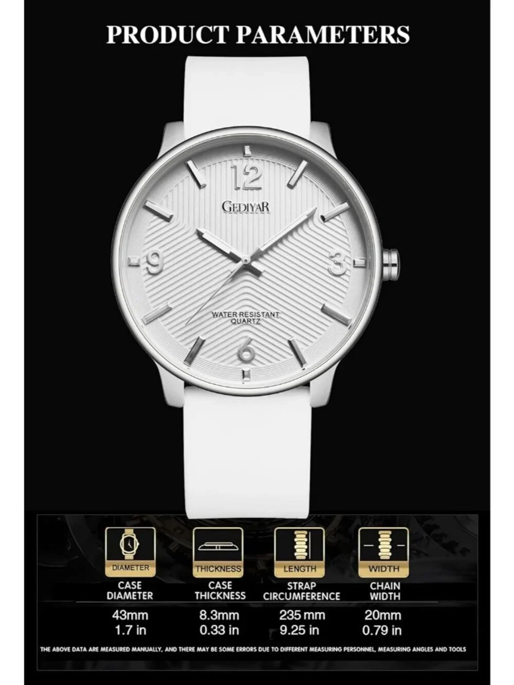 Men's White Analog Quartz Simple Ultra Thin Waterproof Minimalist Wrist Watch